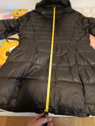 Abrigo largo negro plumas talla 46