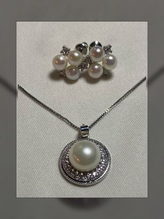 Conjunto Plata 925: Collar y Pendientes Perlas