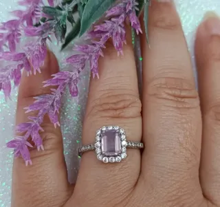 Anillo Plata Amatista Natural Ajustable