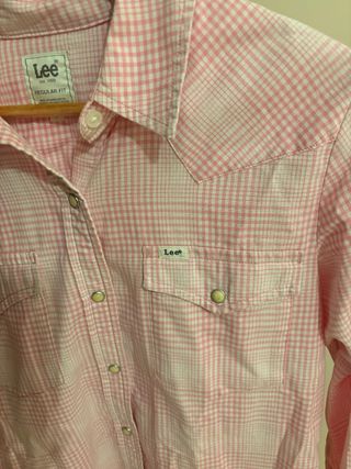 Camisa Lee cuadros rosa y blanco