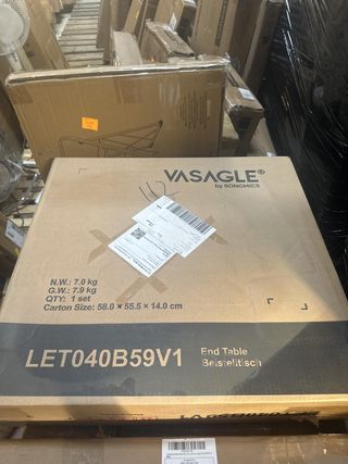 Tavolo da salotto rotondo VASAGLE, set di 2 tavolini, stile moderno, piano estraibile, struttura in acciaio, per soggiorno, bianco e nero LET040B59