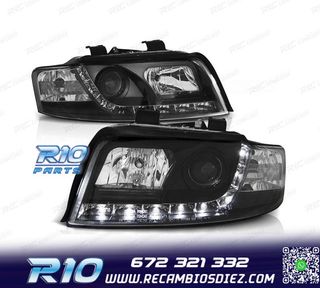 FAROS AUDI A4 B6 00-04 FONDO NEGRO LUZ DIURNA LED
