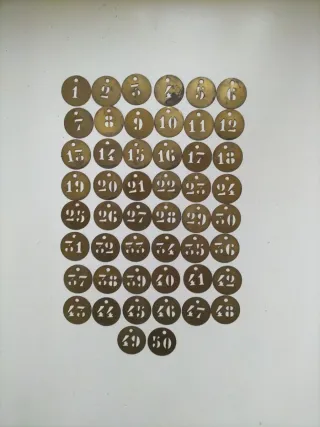 50 Fichas Cobre Antiguas Numeradas