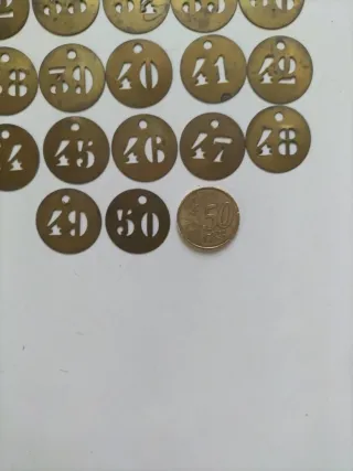 50 Fichas Cobre Antiguas Numeradas
