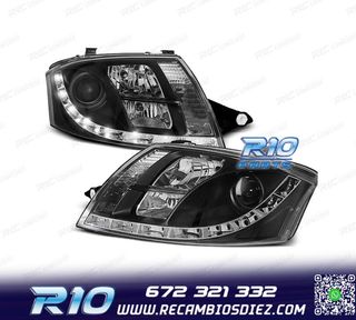 FAROS AUDI TT 98-05 LUZ DIURNA REAL LED FONDO NEGRO