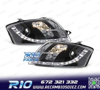 FAROS AUDI TT 98-05 LUZ DIURNA REAL LED FONDO NEGRO