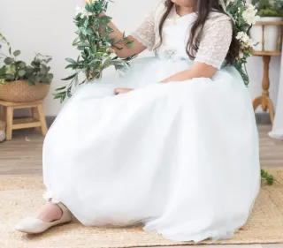 Vestido de comunión niña azul y blanco talla 16-18