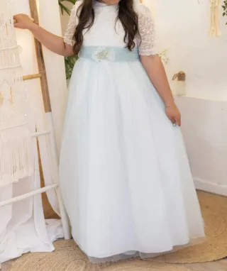 Vestido de comunión niña azul y blanco talla 16-18