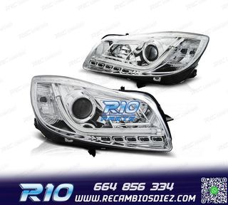 FAROS PARA OPEL INSIGNIA 08-13 TUBE LIGHT FONDO CROMO