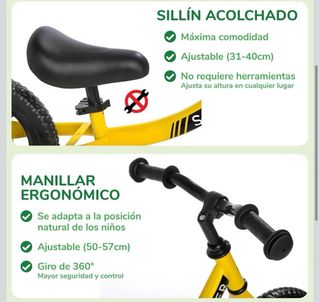 Bicicleta Sawyer sin pedales amarilla