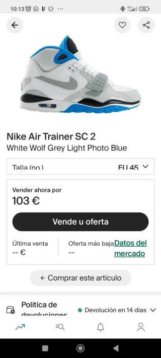 Nike Air Trainer SC II Blanco Gris Azul
