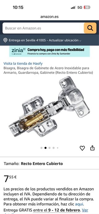 6 Bisagras Acero Inoxidable Gabinete