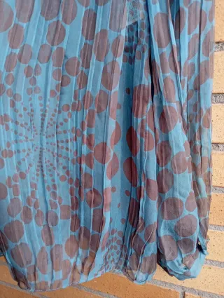 Blusa seda azul y marrón