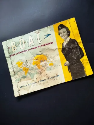Cartel antiguo chapa línea aérea BOAC