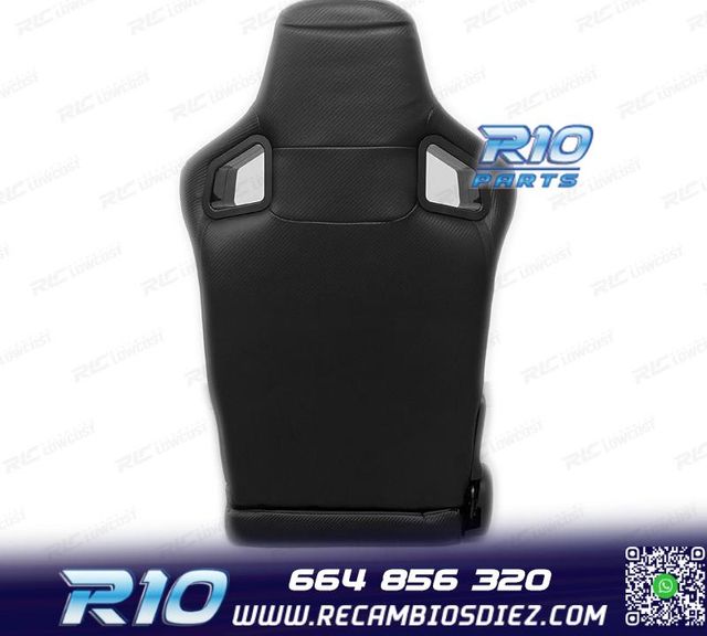ASIENTO DEPORTIVO SEMI BAQUET ESTILO RS CUERO NEGRO SEMI PIE