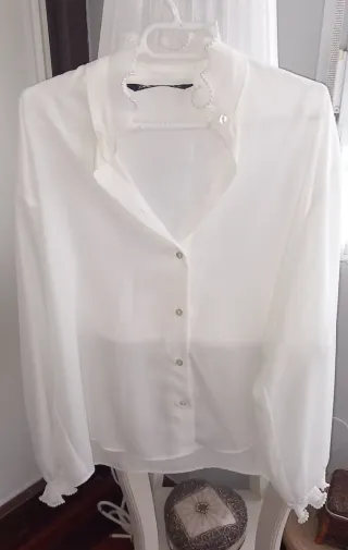 Camisa Zara Raso Blanca Talla XS