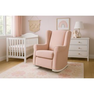 Poltrona a Dondolo in Tessuto Rosa