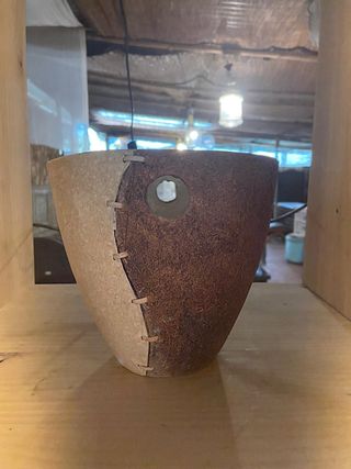 Jarrón Decorativo Beige y Marrón