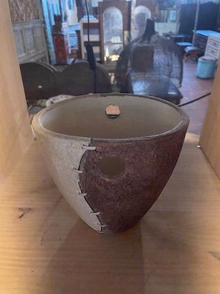 Jarrón Decorativo Beige y Marrón