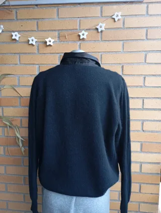 Jersey Vintage Cuello Camisero Negro