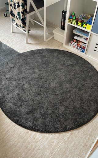 Alfombra redonda pelo corto marrón/gris