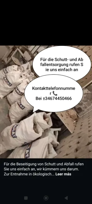 Beseitigung von Schutt und Abfall