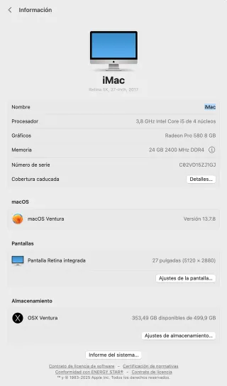 iMac 5K 2017 i5 24GB RAM 2TB + SSD