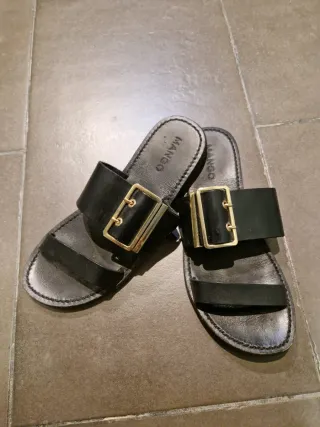 Sandalias Mango Talla 39 Hebilla Dorada