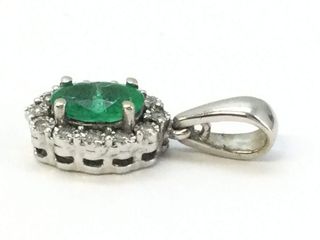 Colgante Oro Blanco 18k Esmeralda y Diamantes