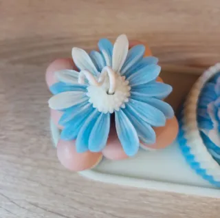 Vela artesanal de soja flor y burbujas