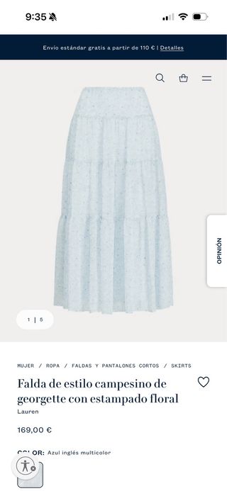 Falda Ralph Lauren L floral azul