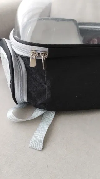 Mochila transportín para gatos transparente