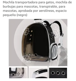Mochila transportín para gatos transparente