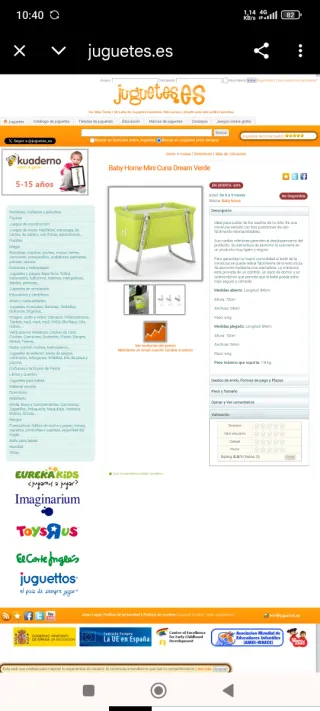 Cuna de viaje Babyhome verde