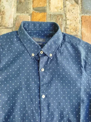Camisa Zara Man Azul Estampada