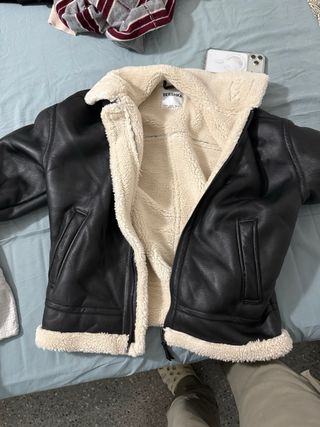 Chaqueta cuero Beshka borrego negra