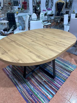 Mesa redonda extensible madera y metal