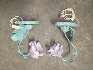 Lampadario ferro battuto fiori