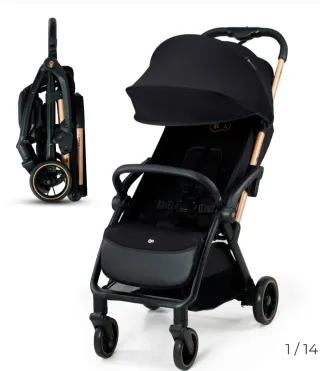 Silla de paseo Kinderkraft negra y dorada