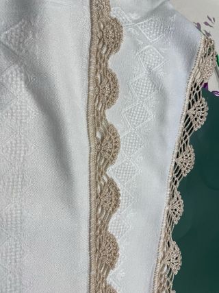 Asciugamani fiandra cotone con bordo uncinetto