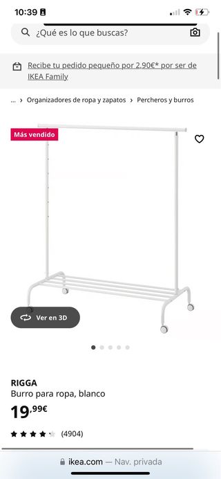 Perchero RIGGA IKEA Blanco