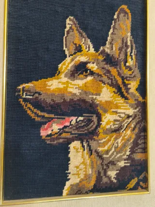 Quadro ricamato a mano pastore tedesco