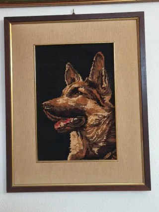 Quadro ricamato a mano pastore tedesco