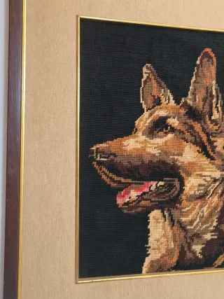 Quadro ricamato a mano pastore tedesco