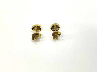 Pendientes Oro 18K Flor con Piedra Gris