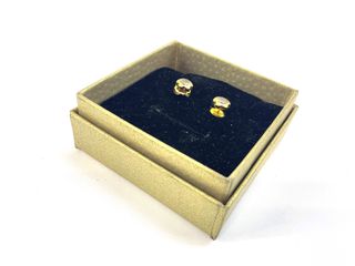 Pendientes Oro 18K Flor con Piedra Gris