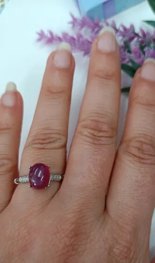 Anillo Rubí Estrella Acero