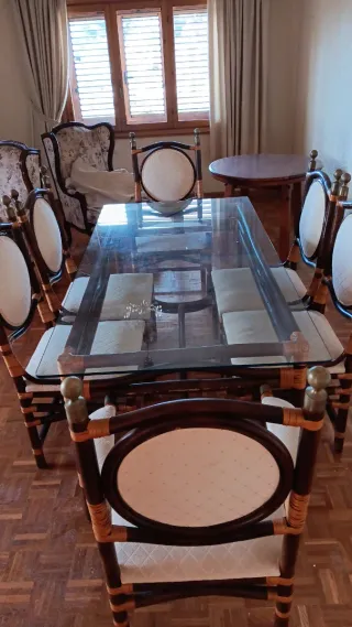 Mesa y 6 Sillas Bambú Artesanal