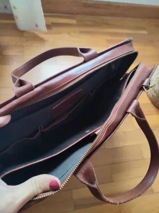 Maletín piel marrón para ordenador