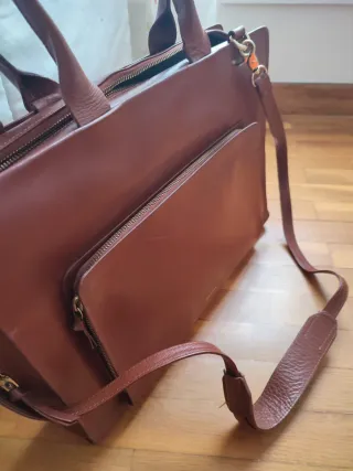 Maletín piel marrón para ordenador